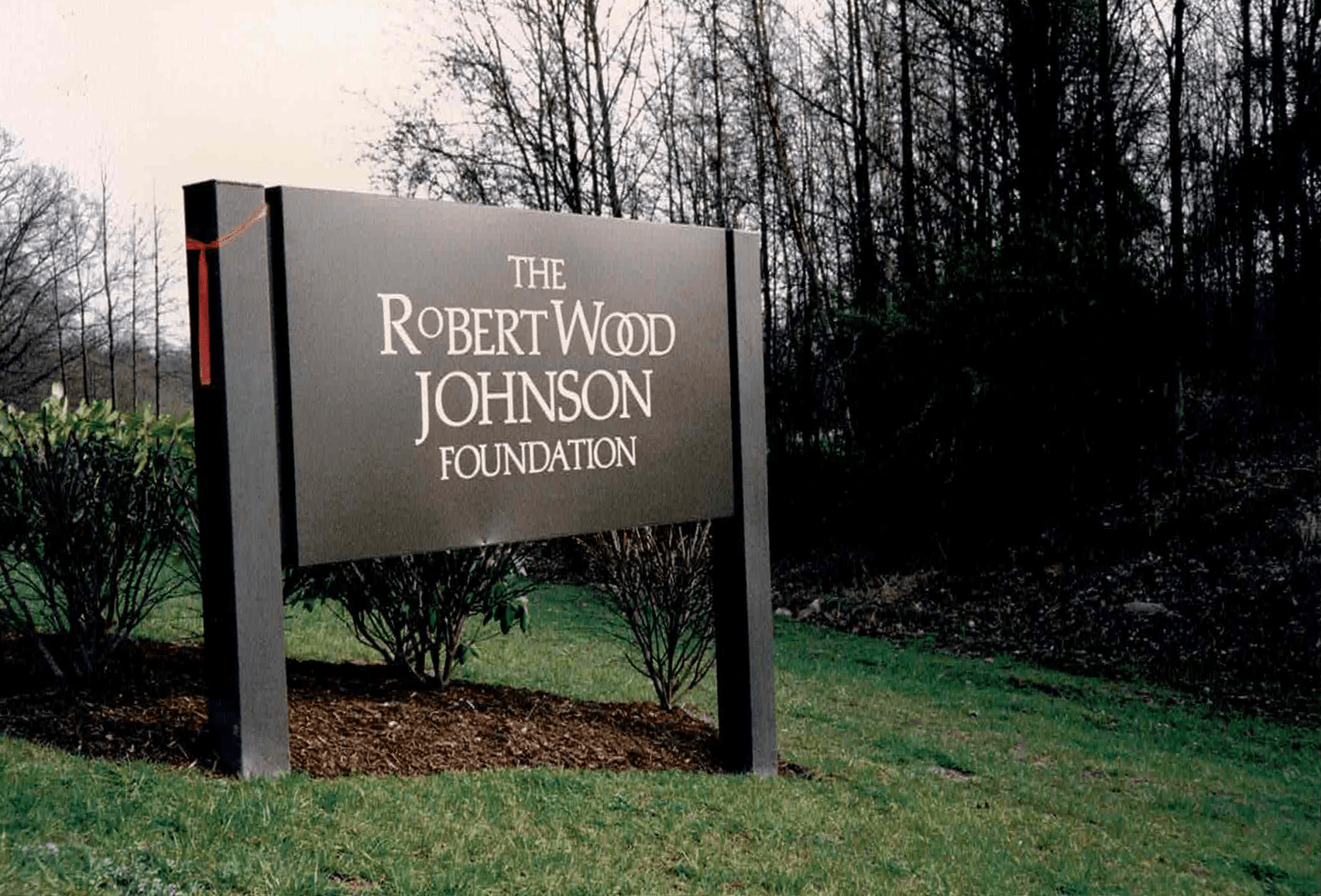The Robert Wood Johnson Foundation sign, April 1991